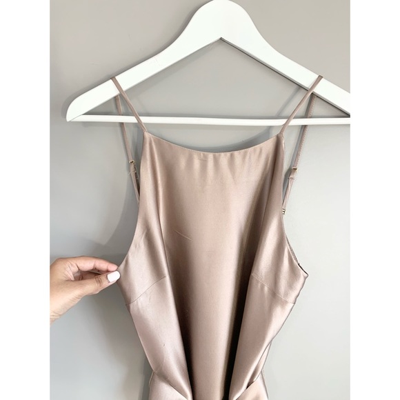 Amanda Uprichard Beige Satin High Neck Dress - Picture 5 of 11